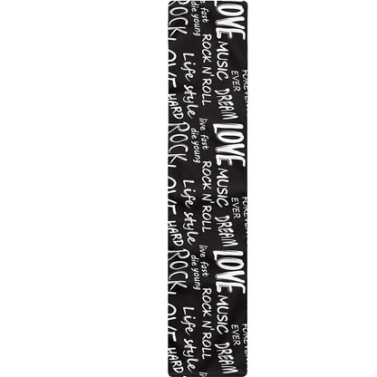 Black And White Rock And Roll Print Table Runner