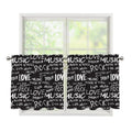 Black And White Rock And Roll Print Tier Curtains