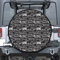 Black And White Rock And Roll Print Tire Cover