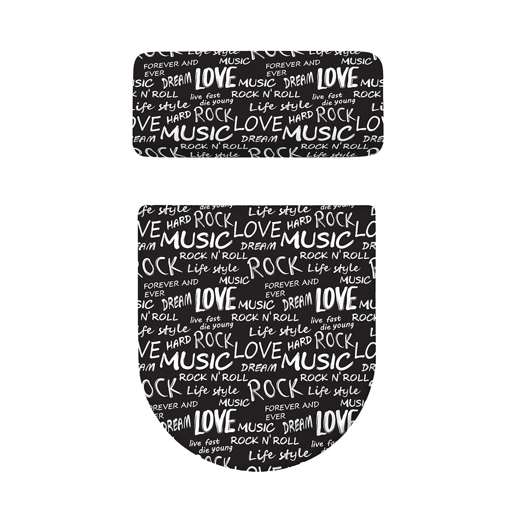 Black And White Rock And Roll Print Toilet Lid And Tank Cover Set