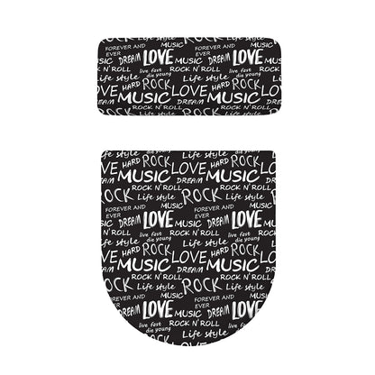 Black And White Rock And Roll Print Toilet Lid And Tank Cover Set
