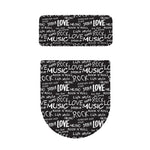 Black And White Rock And Roll Print Toilet Lid And Tank Cover Set