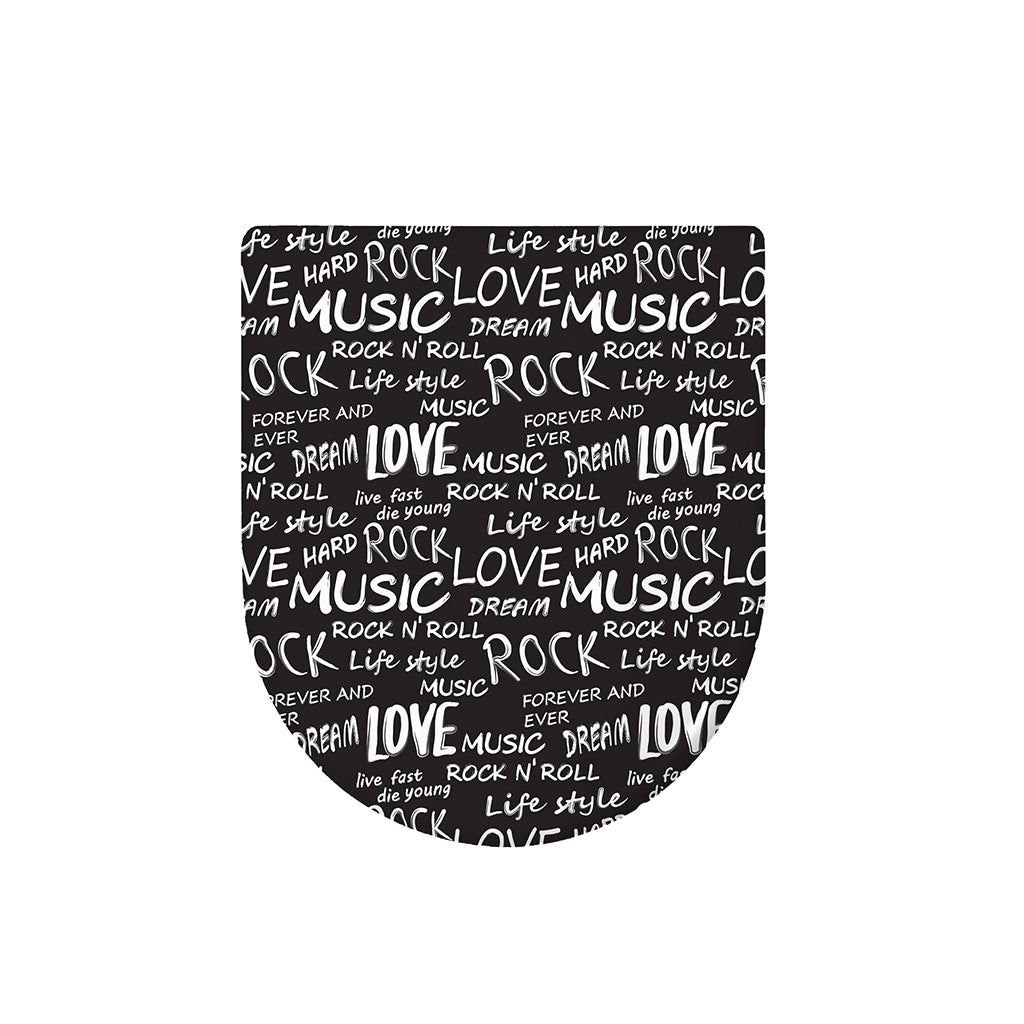Black And White Rock And Roll Print Toilet Lid Cover