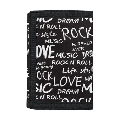 Black And White Rock And Roll Print Trifold Wallet