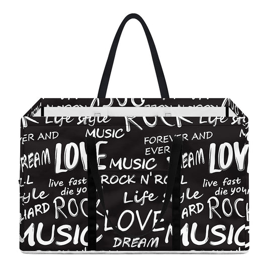 Black And White Rock And Roll Print Utility Tote Bag