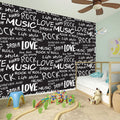 Black And White Rock And Roll Print Wall Sticker