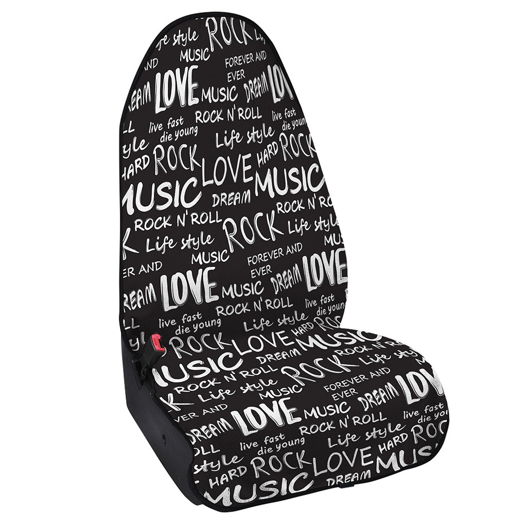 Black And White Rock And Roll Print Waterproof Car Seat Cover