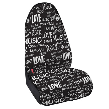Black And White Rock And Roll Print Waterproof Car Seat Cover