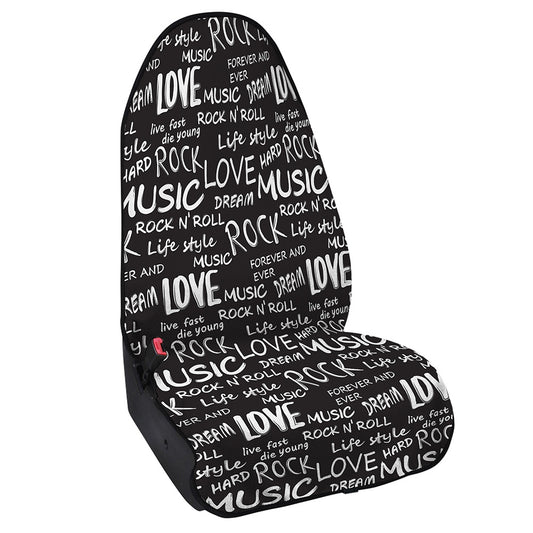 Black And White Rock And Roll Print Waterproof Car Seat Cover