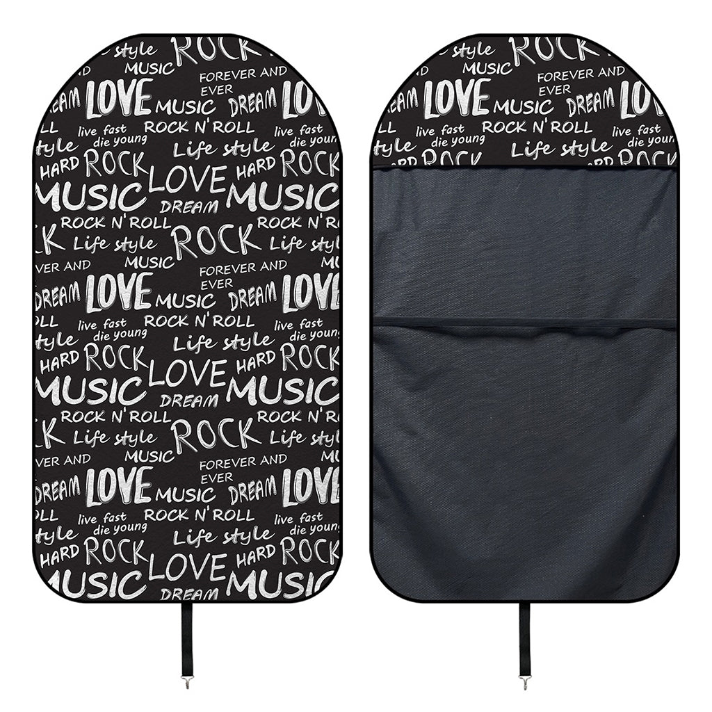 Black And White Rock And Roll Print Waterproof Car Seat Cover