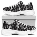 Black And White Rock And Roll Print White Chunky Shoes