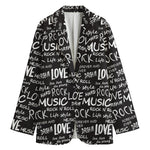 Black And White Rock And Roll Print Women's Blazer