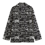 Black And White Rock And Roll Print Women's Blazer