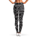 Black And White Rock And Roll Print Women's Leggings