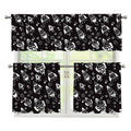 Black And White Rocket Pattern Print 3 Piece Kitchen Curtains