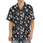 Black And White Rocket Pattern Print Aloha Shirt