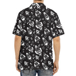 Black And White Rocket Pattern Print Aloha Shirt