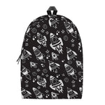 Black And White Rocket Pattern Print Backpack