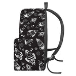 Black And White Rocket Pattern Print Backpack