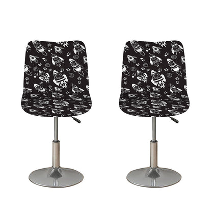 Black And White Rocket Pattern Print Bar Stool Covers