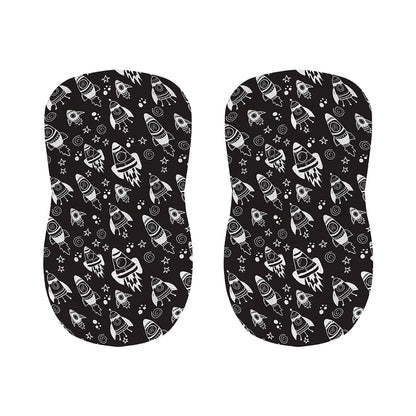 Black And White Rocket Pattern Print Bar Stool Covers