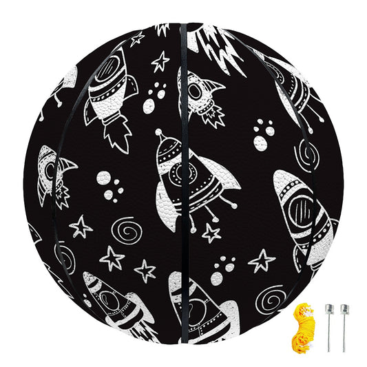Black And White Rocket Pattern Print Basketball