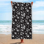 Black And White Rocket Pattern Print Beach Towel