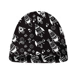 Black And White Rocket Pattern Print Beanie