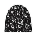 Black And White Rocket Pattern Print Beanie