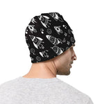 Black And White Rocket Pattern Print Beanie