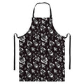 Black And White Rocket Pattern Print Bib Apron With Pocket