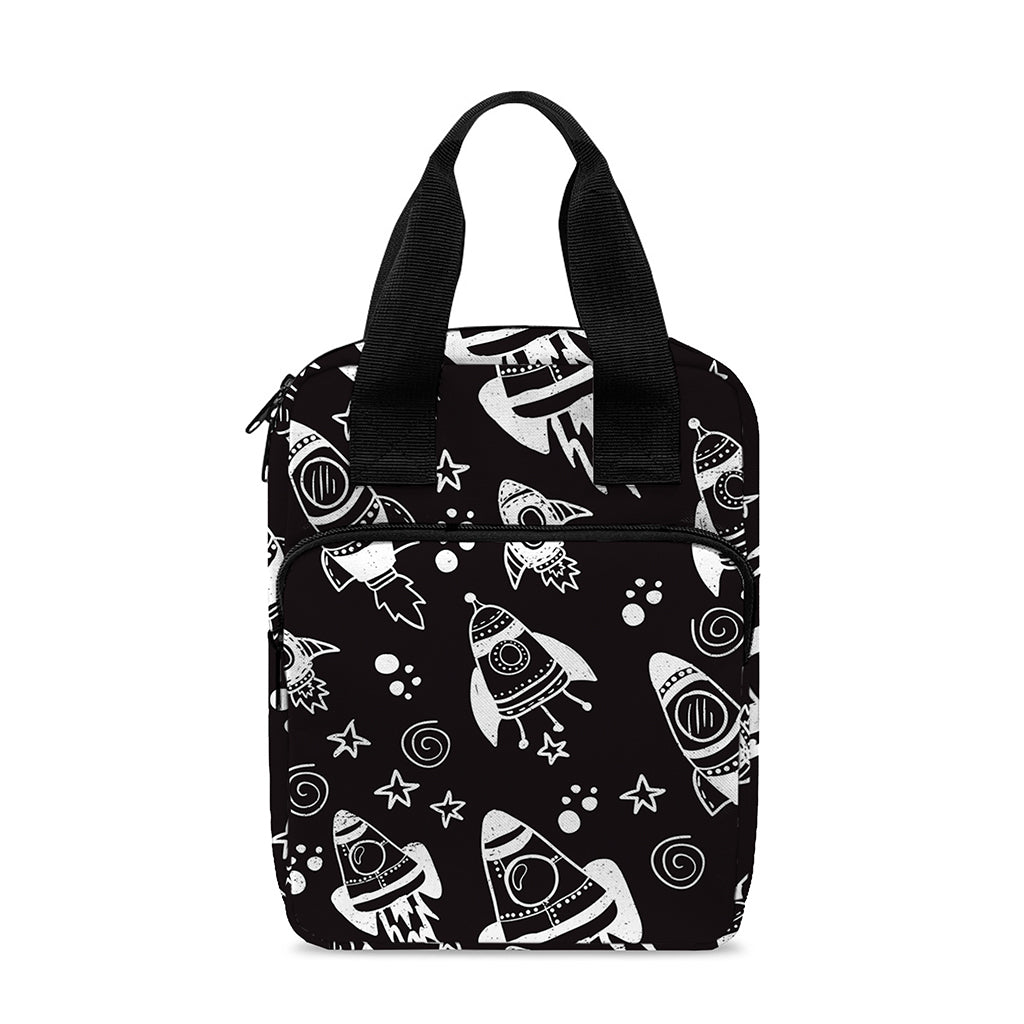 Black And White Rocket Pattern Print Bible Tote Bag