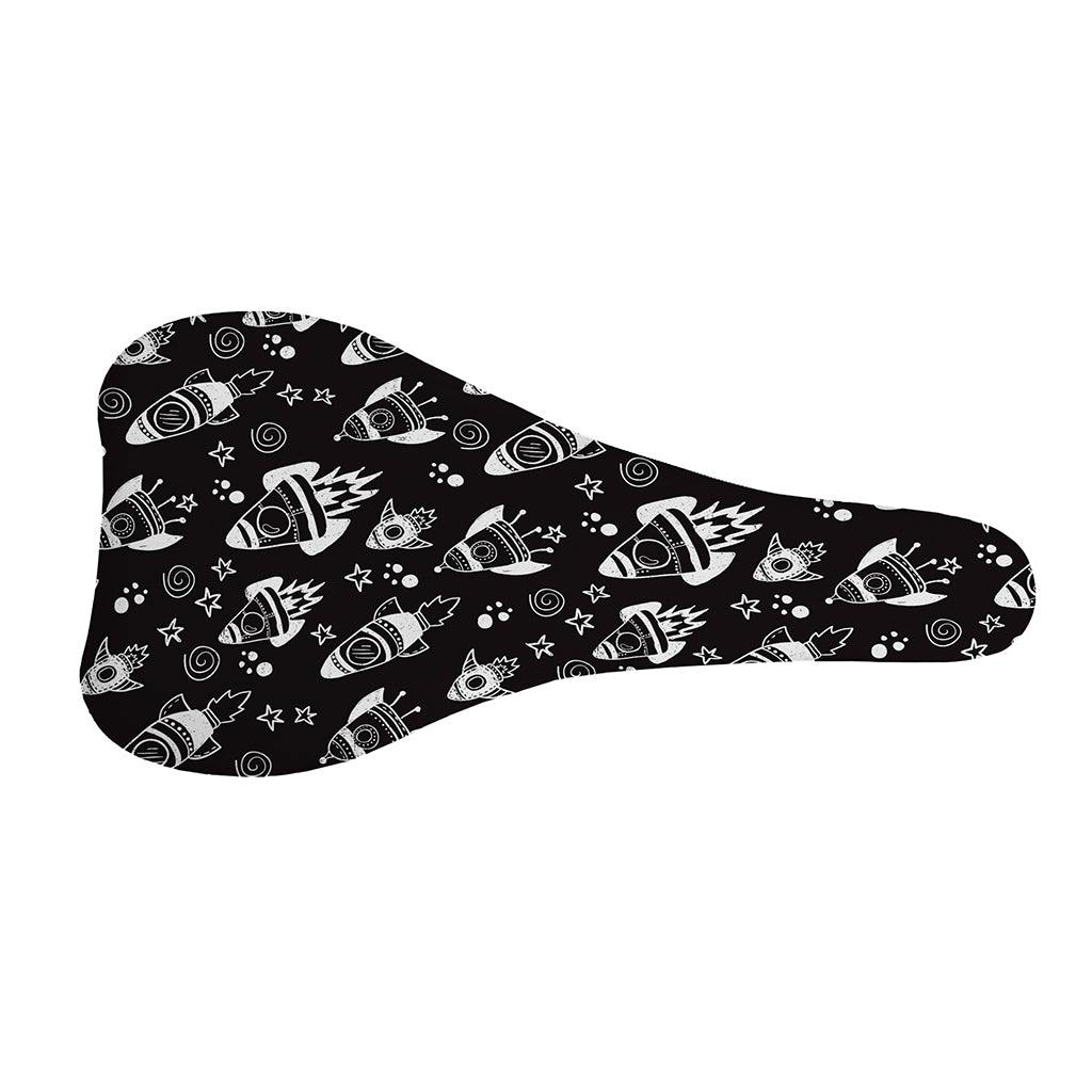 Black And White Rocket Pattern Print Bicycle Seat Cover