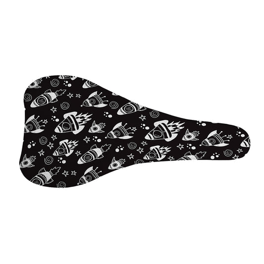 Black And White Rocket Pattern Print Bicycle Seat Cover