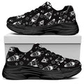 Black And White Rocket Pattern Print Black Chunky Shoes