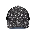Black And White Rocket Pattern Print Black Mesh Trucker Hat