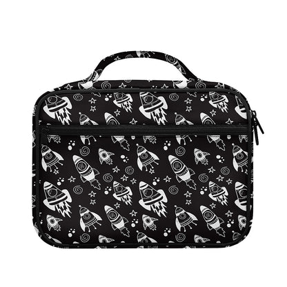 Black And White Rocket Pattern Print Briefcase Bible Bag