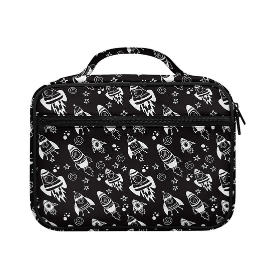 Black And White Rocket Pattern Print Briefcase Bible Bag