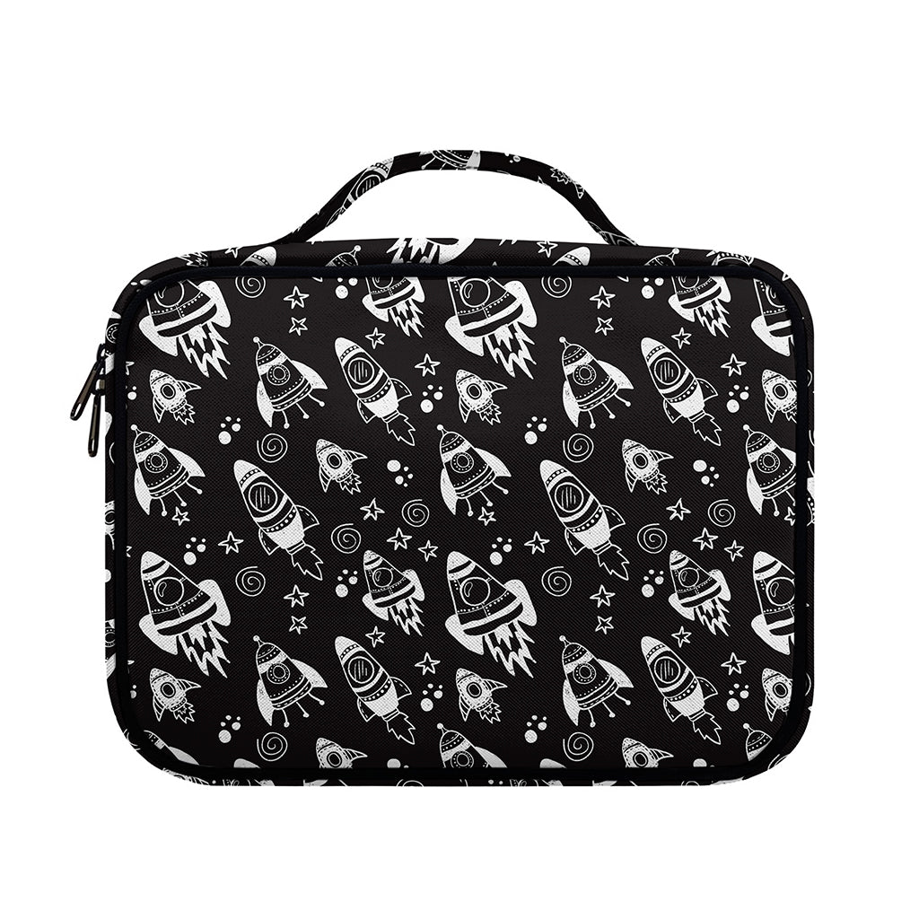 Black And White Rocket Pattern Print Briefcase Bible Bag