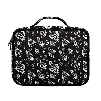 Black And White Rocket Pattern Print Briefcase Bible Bag