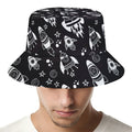 Black And White Rocket Pattern Print Bucket Hat