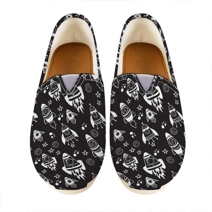 Black And White Rocket Pattern Print Casual Shoes