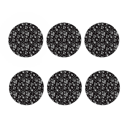 Black And White Rocket Pattern Print Coaster Set