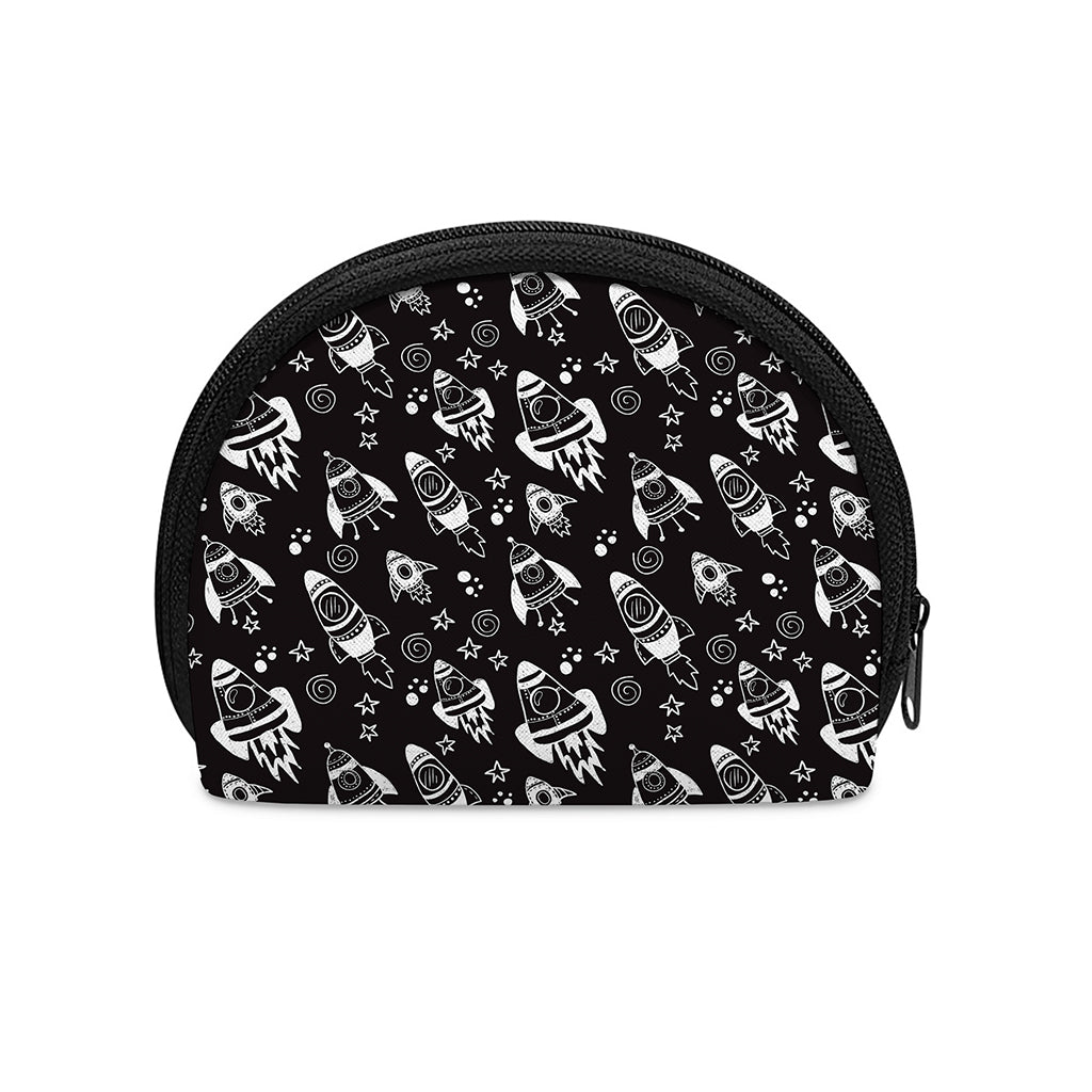 Black And White Rocket Pattern Print Coin Purse