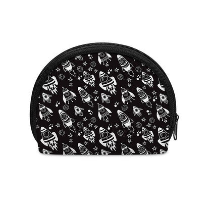 Black And White Rocket Pattern Print Coin Purse