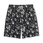 Black And White Rocket Pattern Print Cotton Shorts