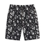 Black And White Rocket Pattern Print Cotton Shorts