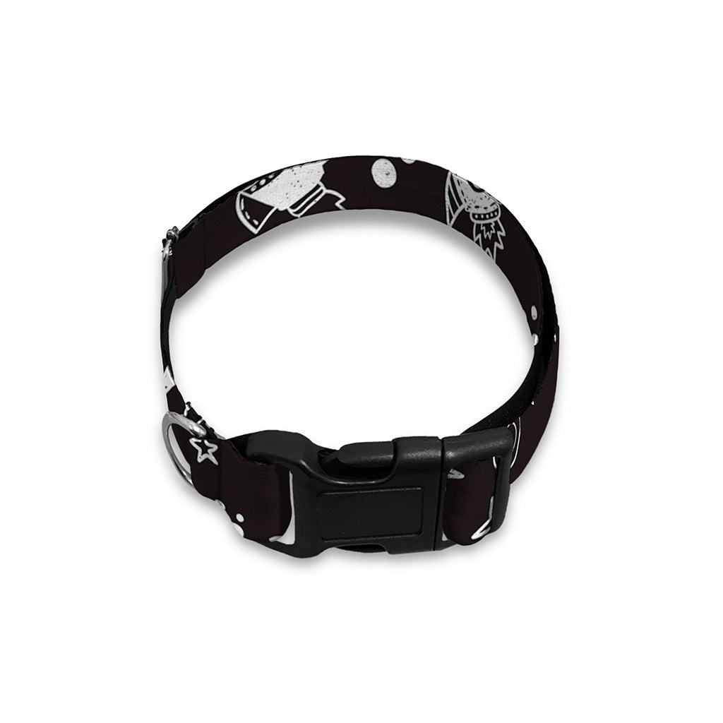 Black And White Rocket Pattern Print Dog Collar