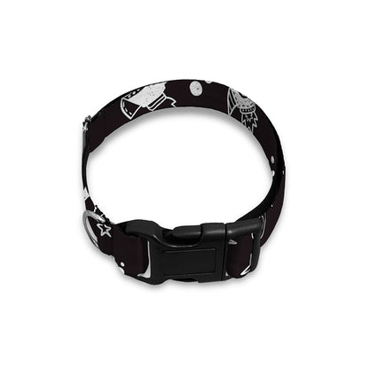 Black And White Rocket Pattern Print Dog Collar