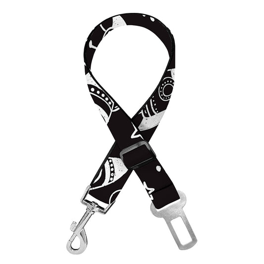 Black And White Rocket Pattern Print Dog Seat Belt